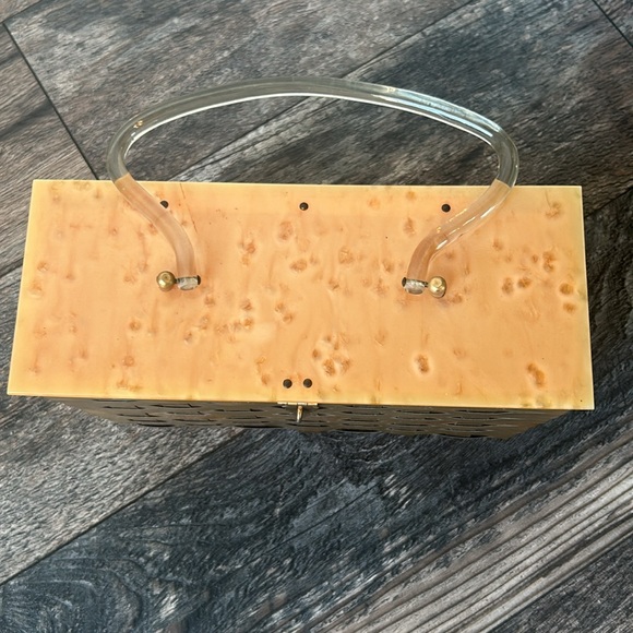 Vintage 50’s Metal Basketweave Purse Gold - Picture 3 of 11